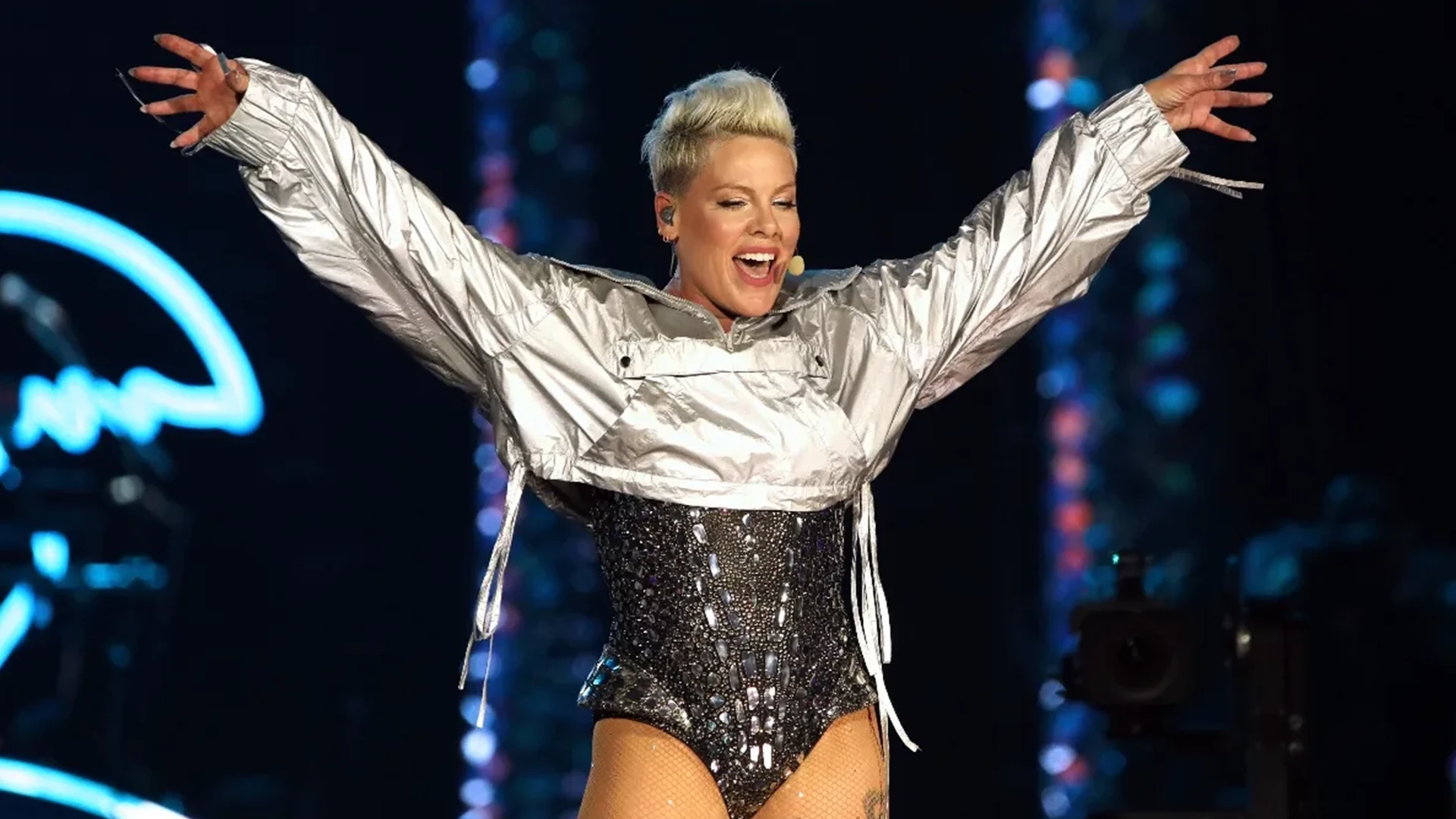 Grammy winner P!NK performs on stage during Walmart's 2026 Annual Associate Celebration