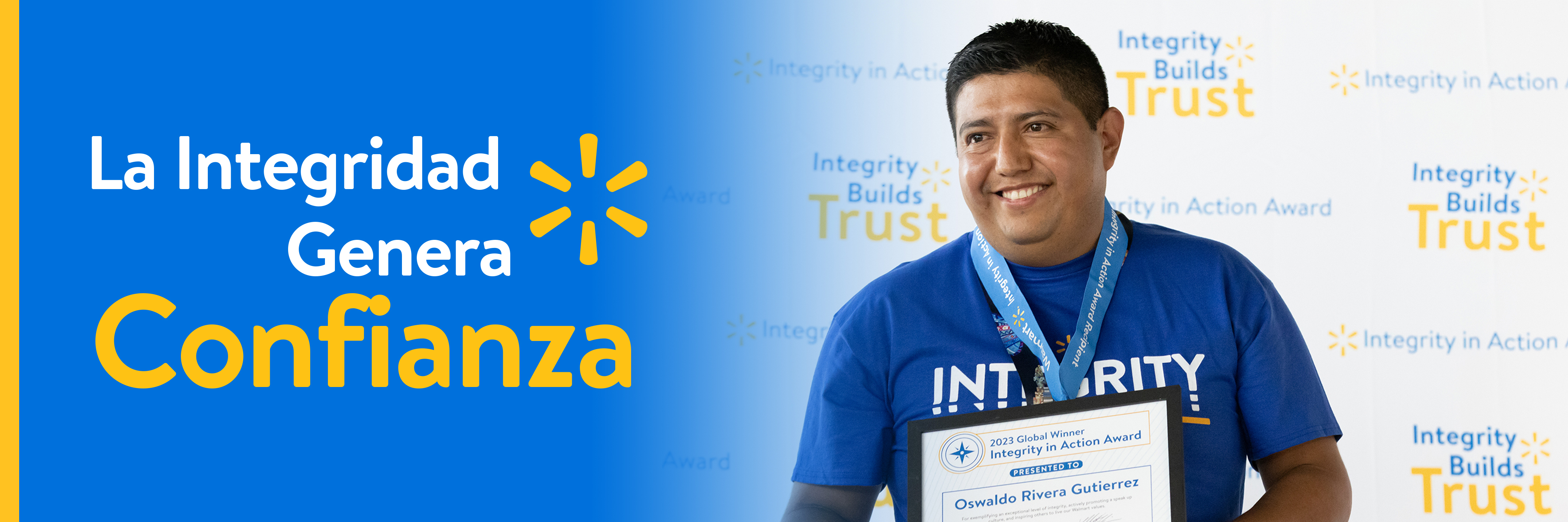 La Integridad Genera Confianza text is displayed next to a winning associate. 